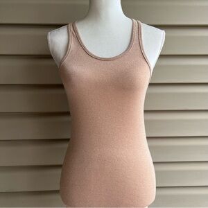 •Bongo• Shimmery Gold Fitted Racerback Tank Top - Size Small